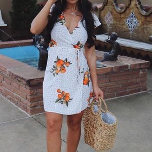 White Citrus wrap dress